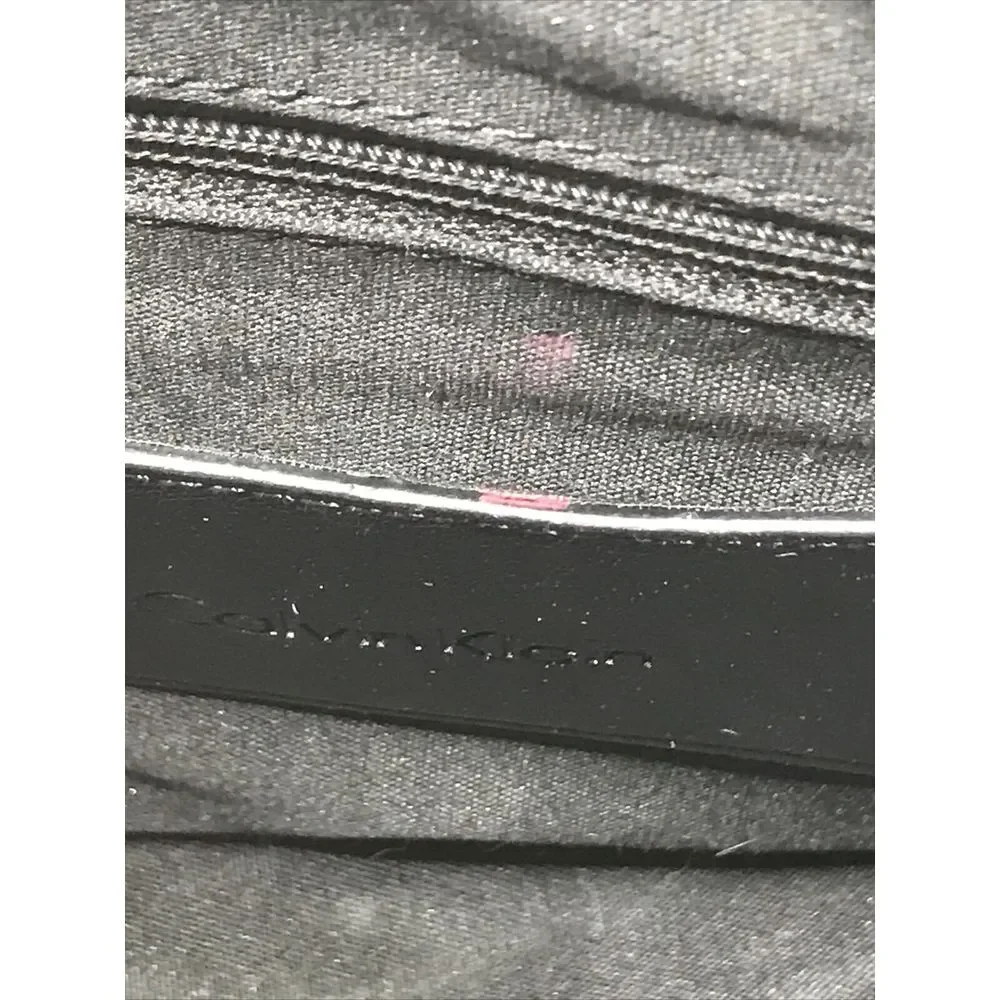 CALVIN KLEIN Stylish Navy Black Pebbled Leather Satchel Bag Purse Logo‎ Tag